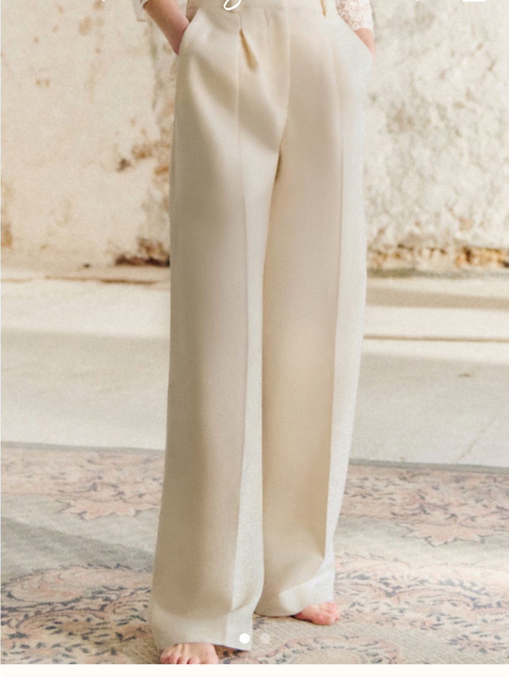 Sezane NWT Wide-Leg Cream Trousers - Elegant High-Rise Pants
